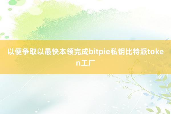 以便争取以最快本领完成bitpie私钥比特派token工厂