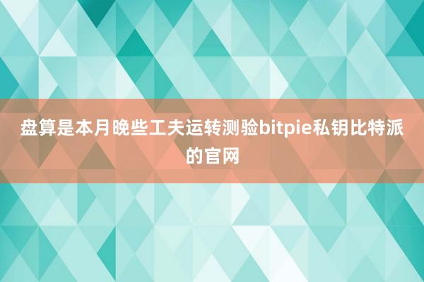 盘算是本月晚些工夫运转测验bitpie私钥比特派的官网