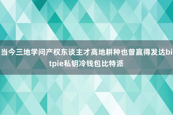 当今三地学问产权东谈主才高地耕种也曾赢得发达bitpie私钥冷钱包比特派