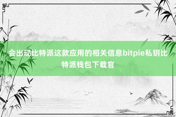 会出现比特派这款应用的相关信息bitpie私钥比特派钱包下载官