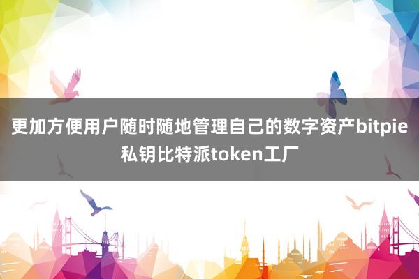 更加方便用户随时随地管理自己的数字资产bitpie私钥比特派token工厂