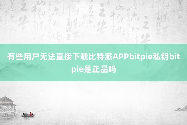 有些用户无法直接下载比特派APPbitpie私钥bitpie是正品吗