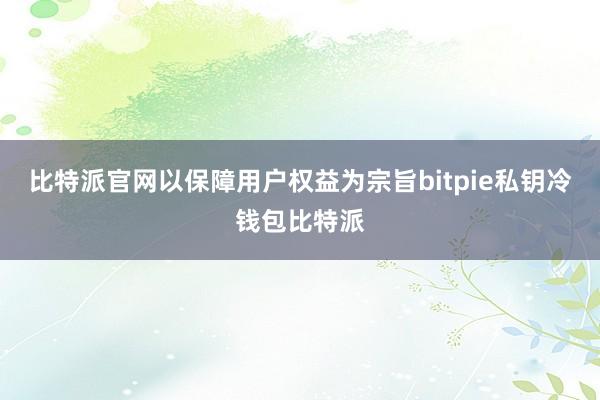 比特派官网以保障用户权益为宗旨bitpie私钥冷钱包比特派