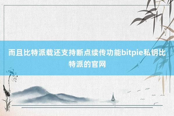 而且比特派载还支持断点续传功能bitpie私钥比特派的官网