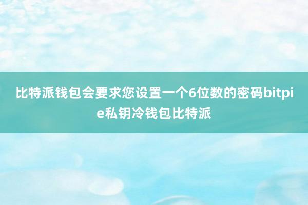 比特派钱包会要求您设置一个6位数的密码bitpie私钥冷钱包比特派