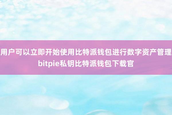 用户可以立即开始使用比特派钱包进行数字资产管理bitpie私钥比特派钱包下载官