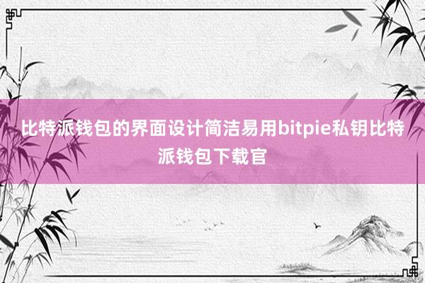 比特派钱包的界面设计简洁易用bitpie私钥比特派钱包下载官