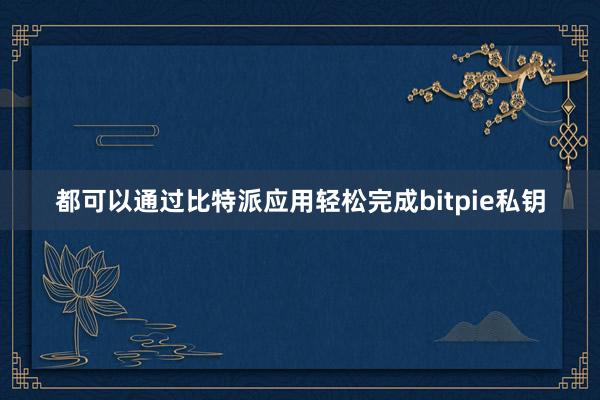 都可以通过比特派应用轻松完成bitpie私钥