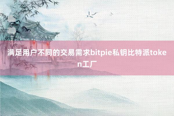 满足用户不同的交易需求bitpie私钥比特派token工厂