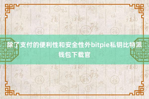 除了支付的便利性和安全性外bitpie私钥比特派钱包下载官