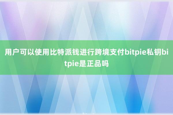 用户可以使用比特派钱进行跨境支付bitpie私钥bitpie是正品吗