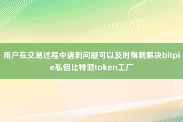 用户在交易过程中遇到问题可以及时得到解决bitpie私钥比特派token工厂