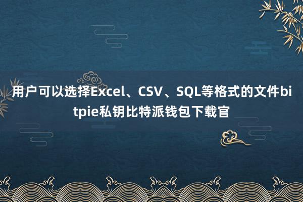 用户可以选择Excel、CSV、SQL等格式的文件bitpie私钥比特派钱包下载官