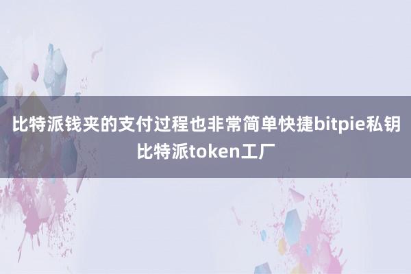 比特派钱夹的支付过程也非常简单快捷bitpie私钥比特派token工厂