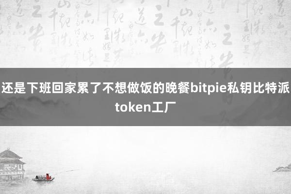 还是下班回家累了不想做饭的晚餐bitpie私钥比特派token工厂