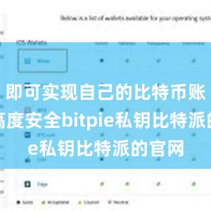 即可实现自己的比特币账户的高度安全bitpie私钥比特派的官网